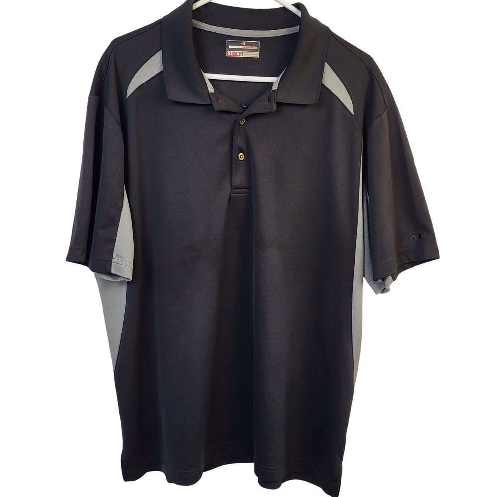 Grand Slam Performance Mens XL Polo Shirt Black Grey Colorblock Golf Sporty 685